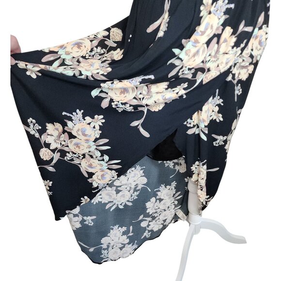 ASTR Floral Wrap Vneck High Slit Asymmetrical Maxi Dress Size Medium - Picture 11 of 15